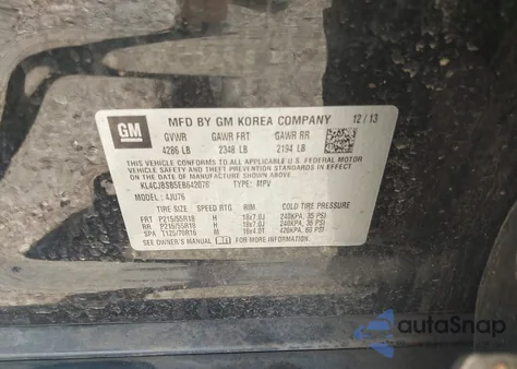 2014 Buick Encore Convenience from USA, damaged, VIN KL4CJBSB5EB642076